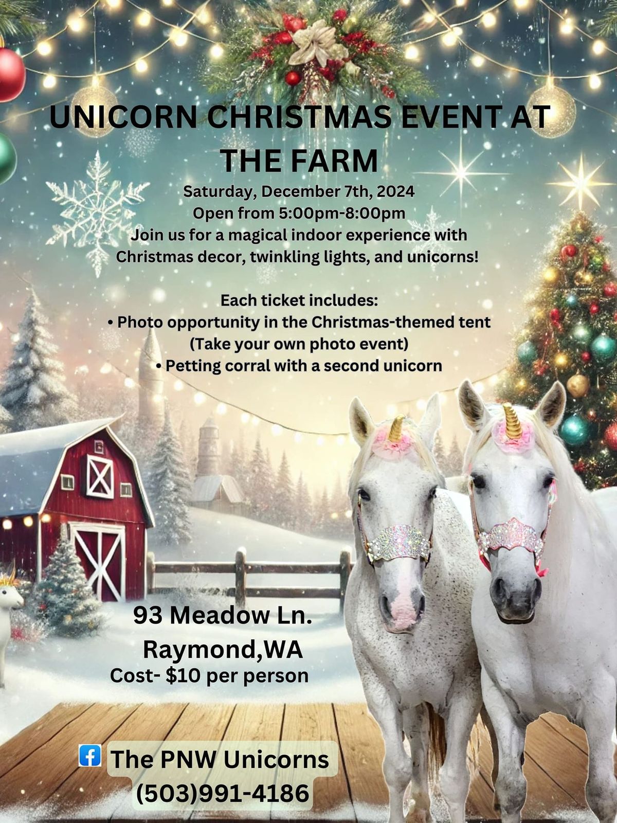 Unicorn Christmas Event At The Farm