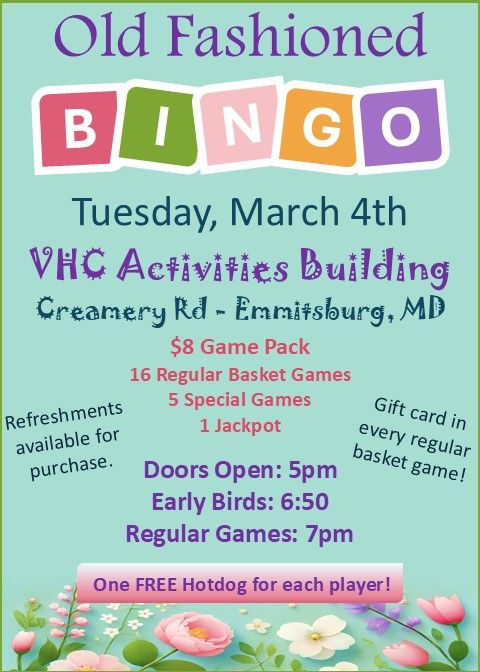 VHC Auxiliary Old Fashioned Bingo - March 4th