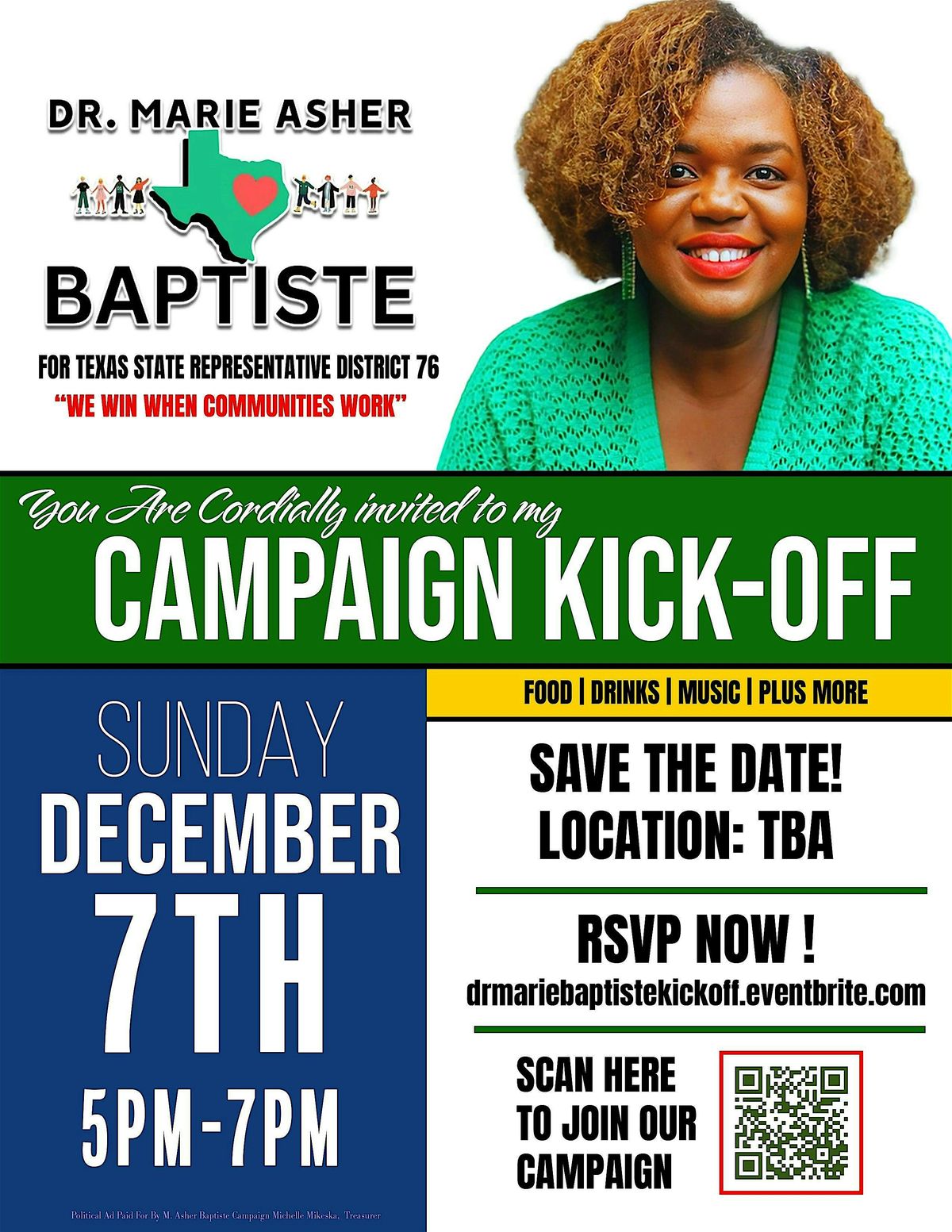 CAMPAIGN KICKOFF! Dr. Marie Asher Baptiste
