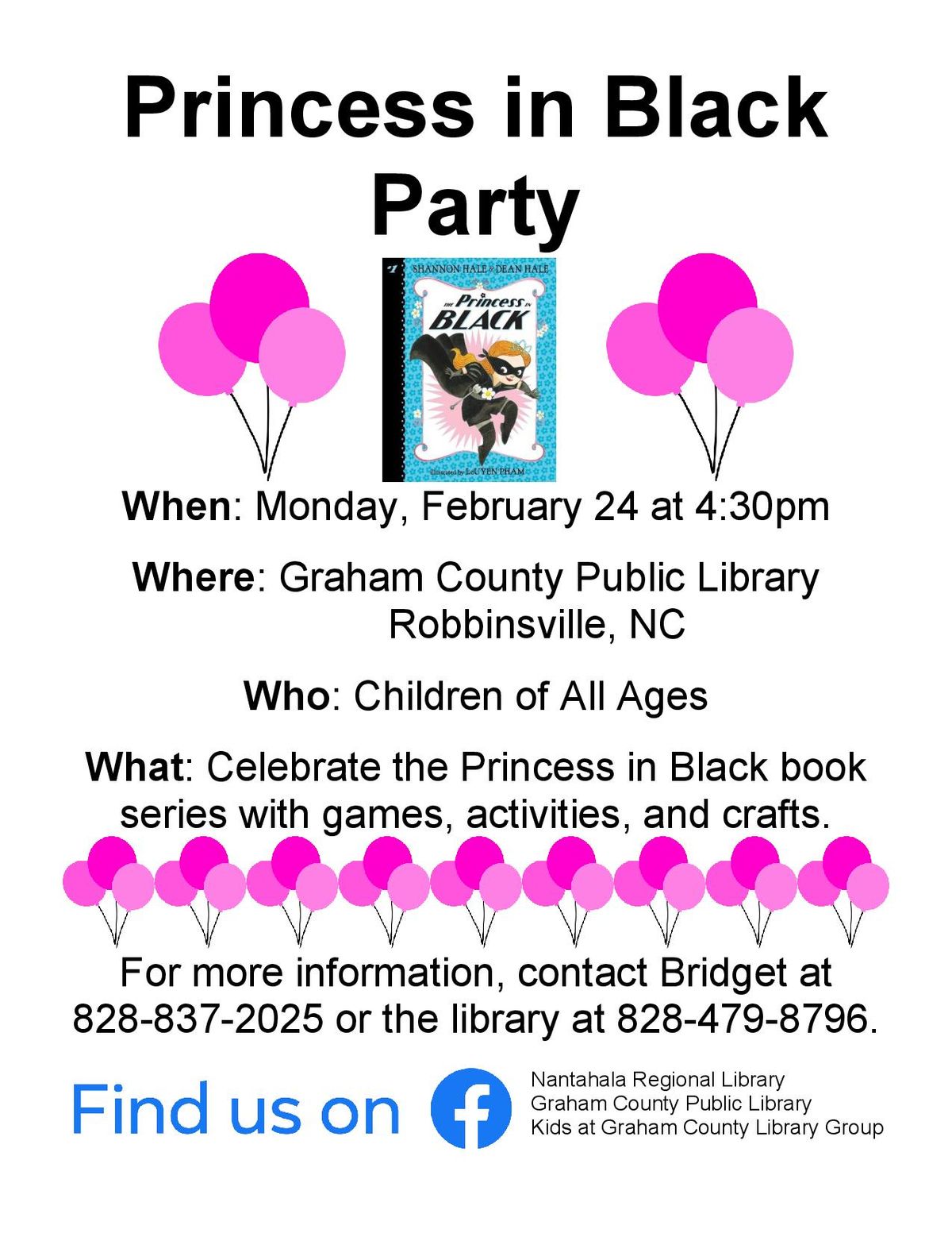 Princess in Black Party at Graham County Public Library