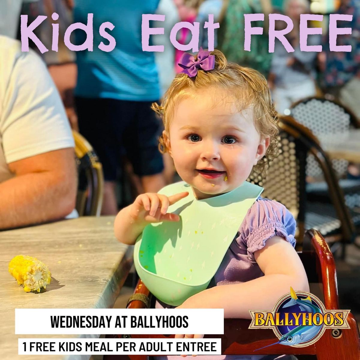 Kids Eat FREE at Ballyhoos Wednesday! \ud83d\udc68\u200d\ud83d\udc69\u200d\ud83d\udc66\u200d\ud83d\udc66