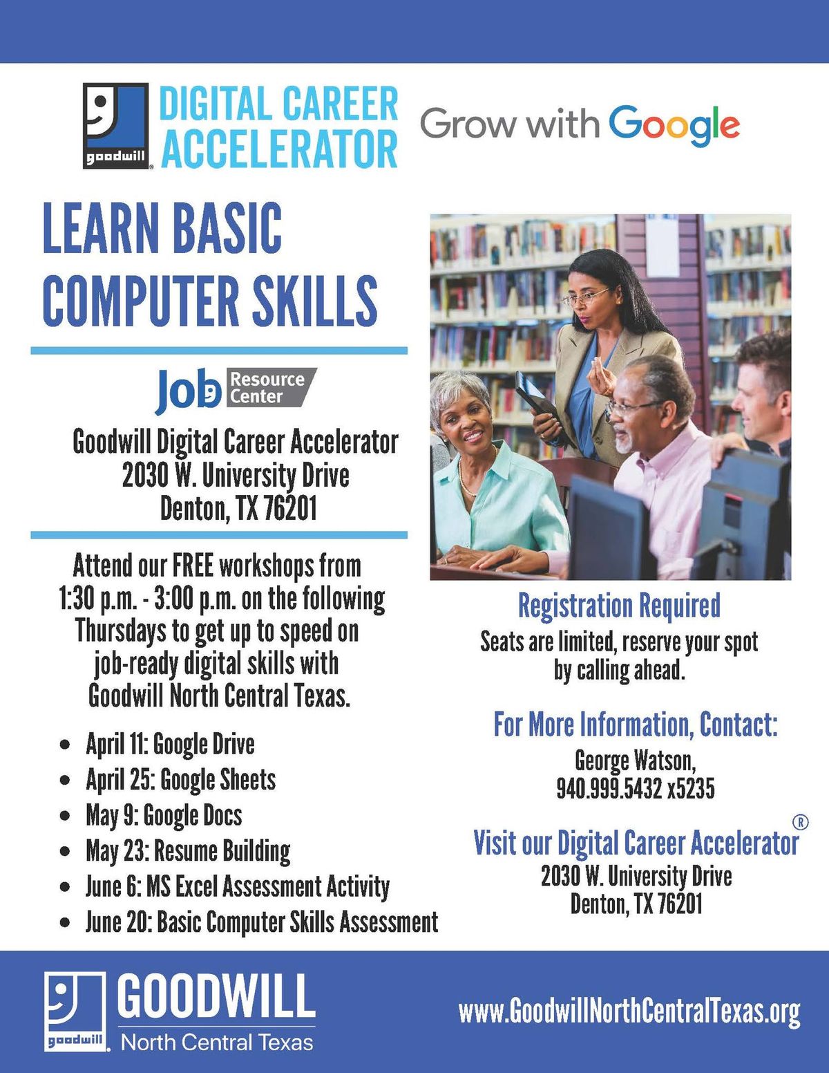 Digital Skills Classes at the Denton Job Resource Center