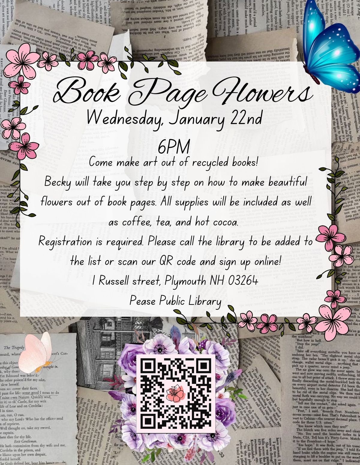 Book Page Flowers (Adults)