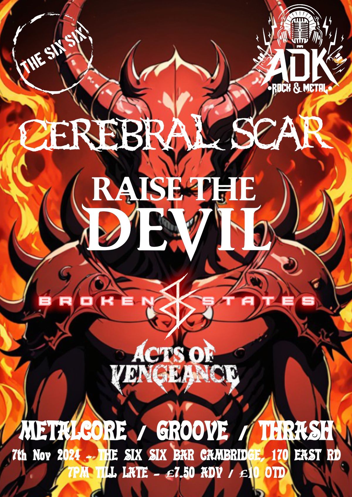 ADK Presents Night 5: Cerebral Scar, Raise The Devil, Broken States & Acts Of Vengeance