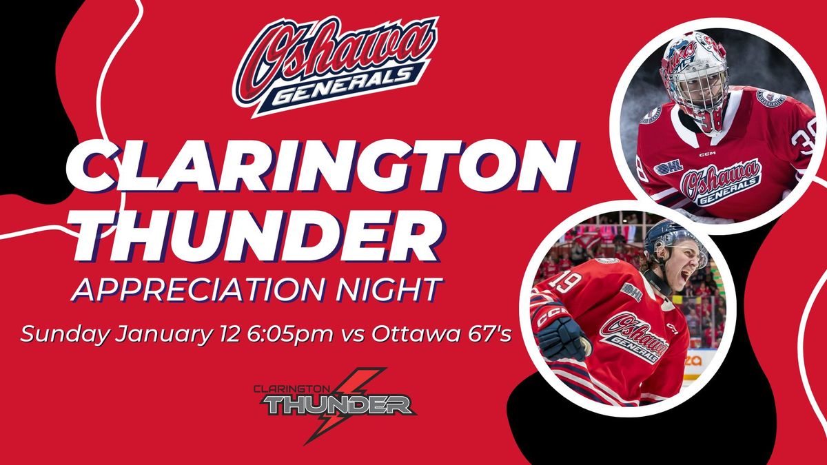 Clarington Thunder Appreciation Night with the Generals