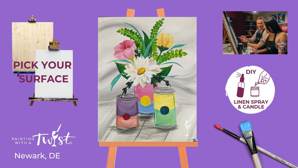 Paint & Sip: CAN-opy of Flowers