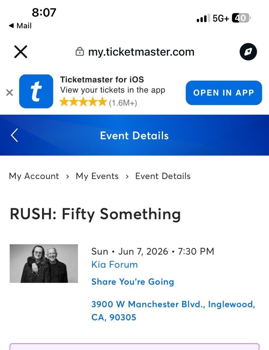 Rush Inglewood Tickets