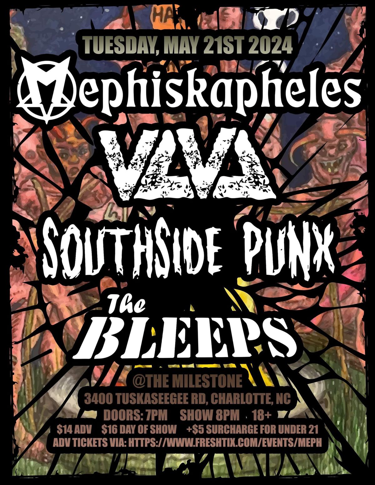 MEPHISKAPHELES, SOUTH SIDE PUNX, VIOLENT LIFE VIOLENT DEATH & THE BLEEPS at The Milestone on 5\/21\/24