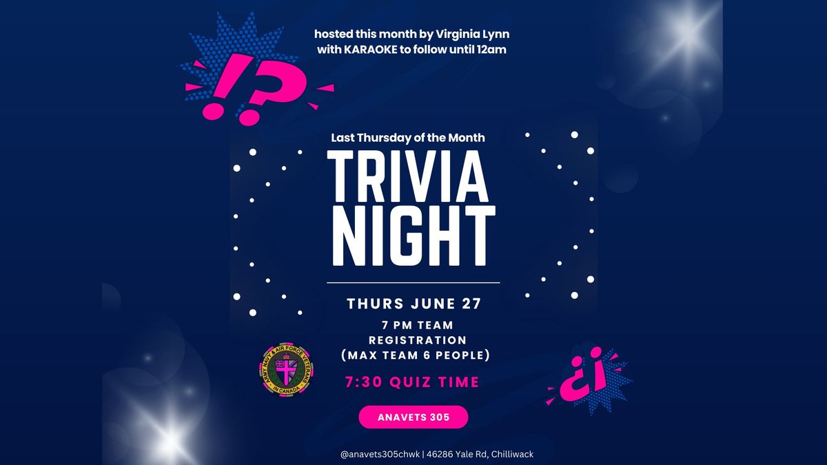Trivia Night + DJ June 27