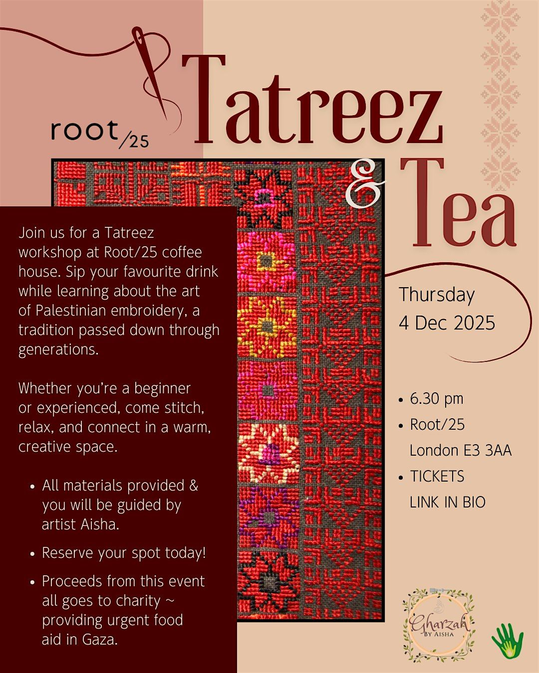 Tatreez & Tea Workshop ~  Root\/25 ~ December 2025
