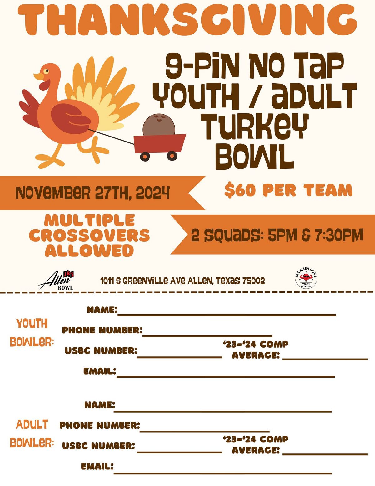 Thanksgiving Eve Youth Adult Turkey Bowl