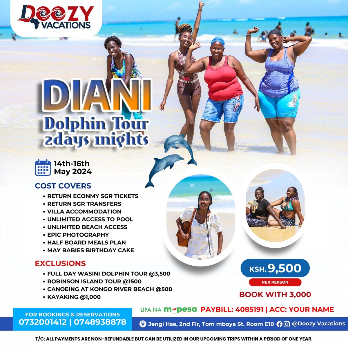 DIANI DOLPHIN TOUR-2 DAYS 1 NIGHTS