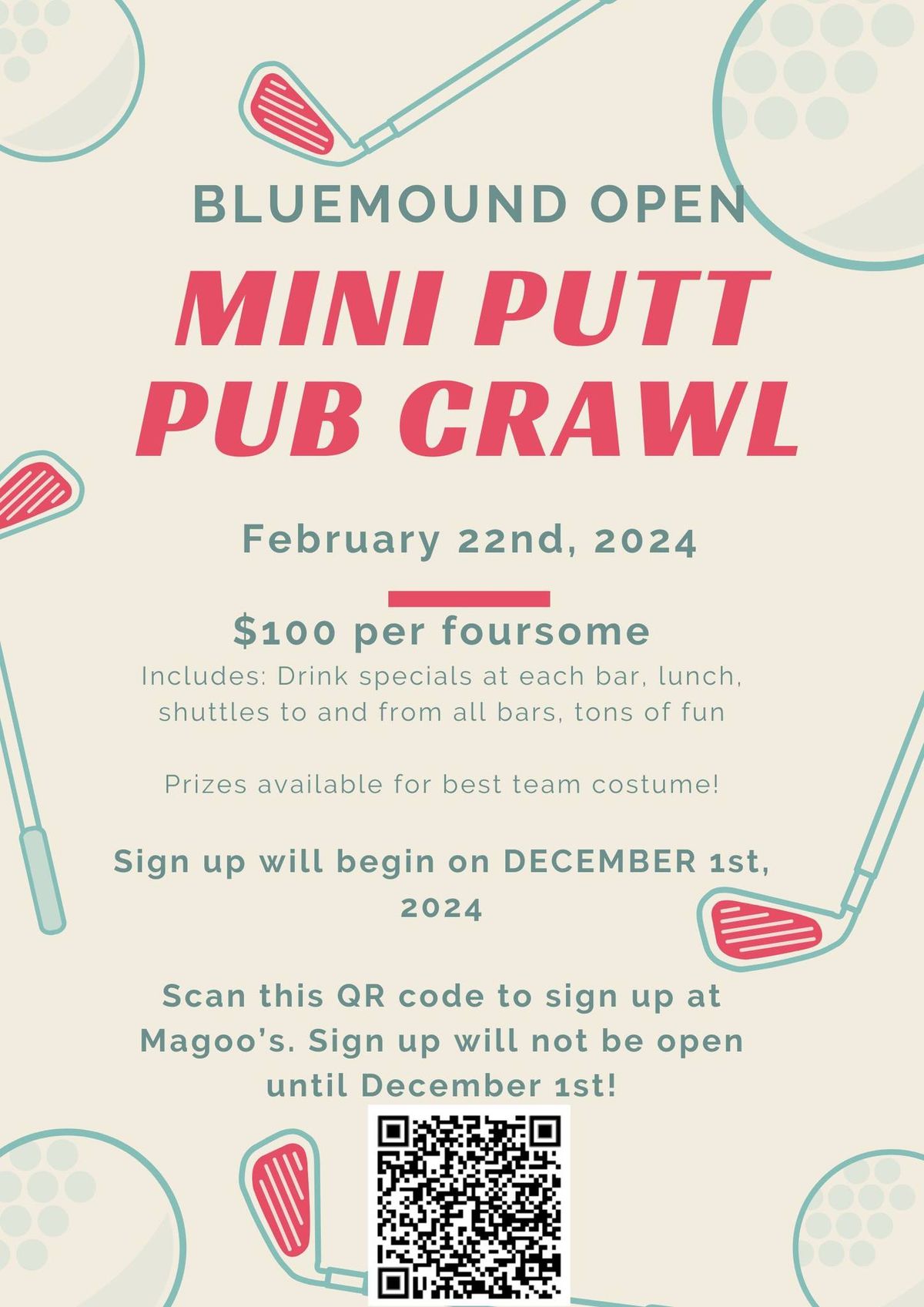 Magoo's on the Mound- Bluemound Open- Mini Putt Pub Crawl