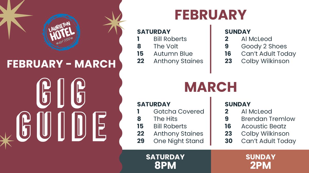 Gig Guide - February to March 2025