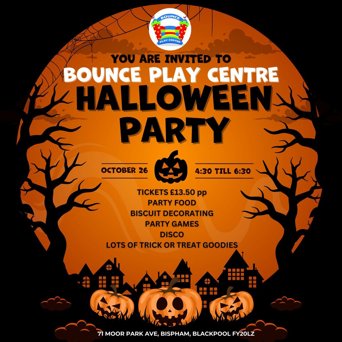 \ud83d\udc7b \ud83c\udf83 Bounce Halloween Party Saturday 26th October 4.30pm - 6.30pm \ud83c\udf83\ud83d\udc7b