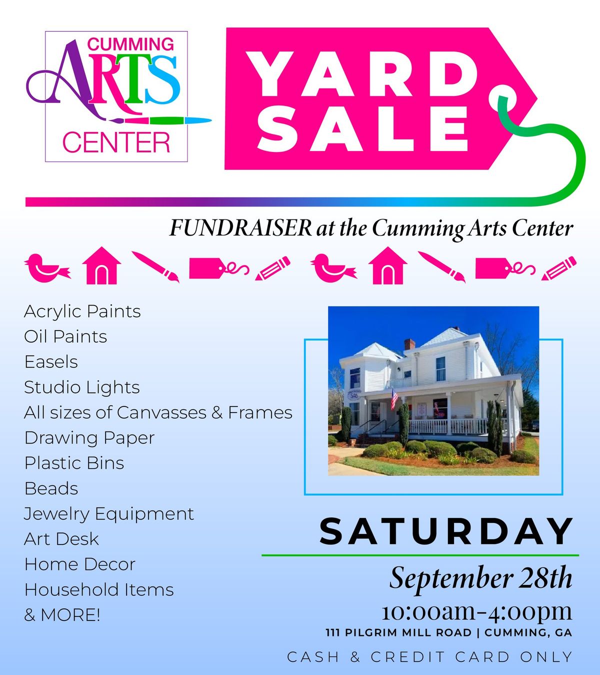 CUMMING ARTS  CENTER YARD SALE & FUNDRAISER