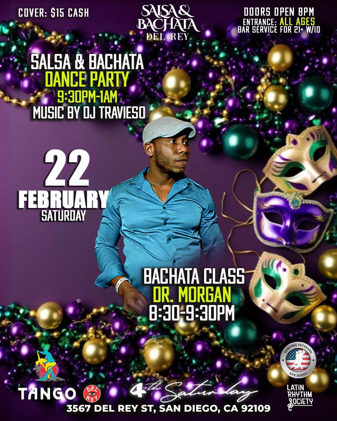 Salsa & Bachata Del Rey Saturday FEB 22 