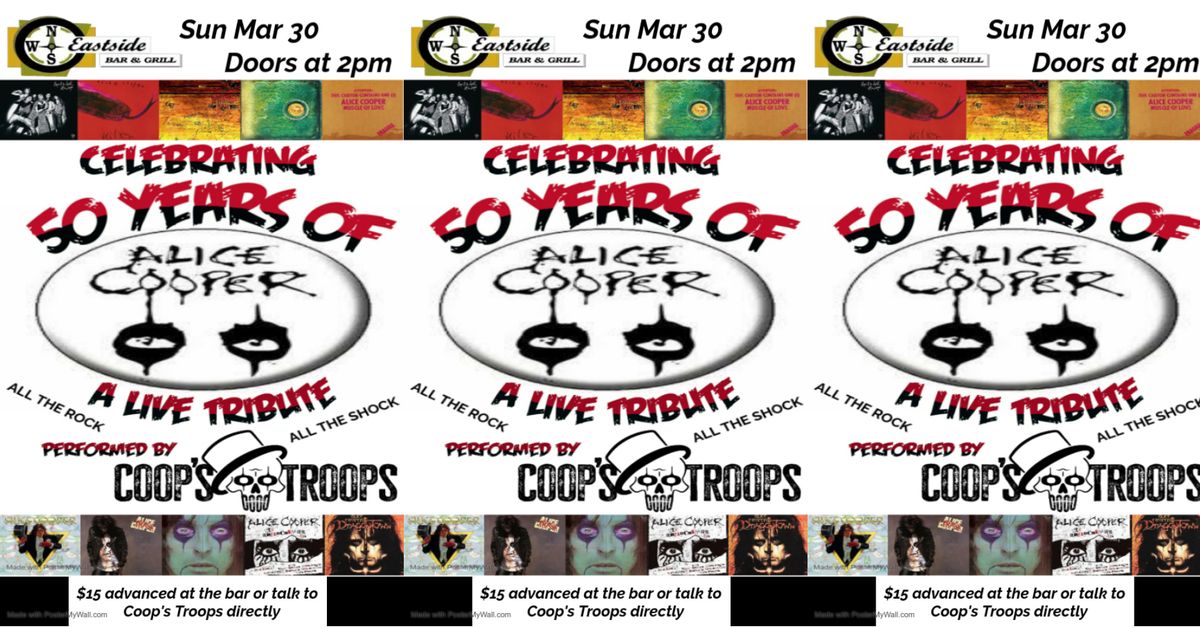 Alice Cooper tribute Band (performed by Coop's Troops). A hometown (London)  Eastside's matinee 