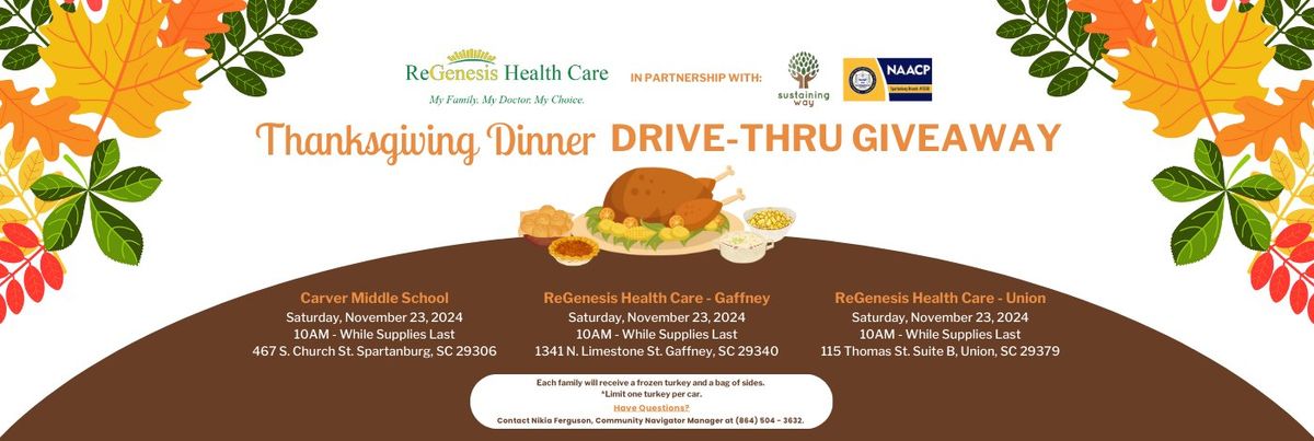 Thanksgiving Dinner Drive-Thru Giveaway in Gaffney, SC 