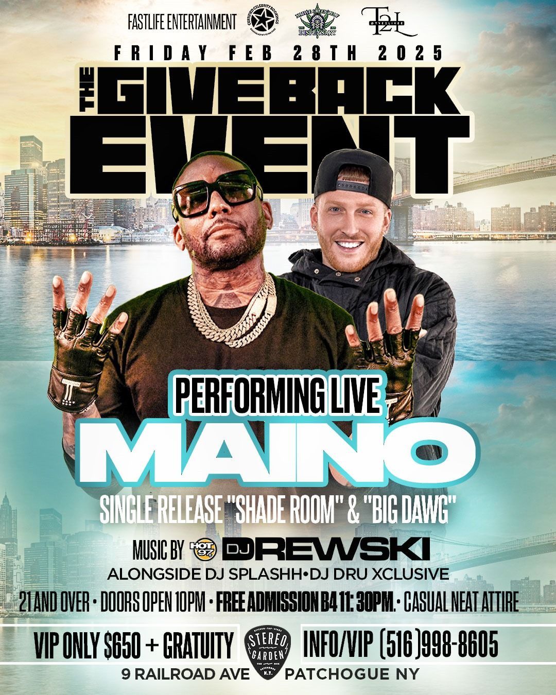 Maino Performs live FREE ADMISSION Feb 28th at Stereo Garden Patchogue 