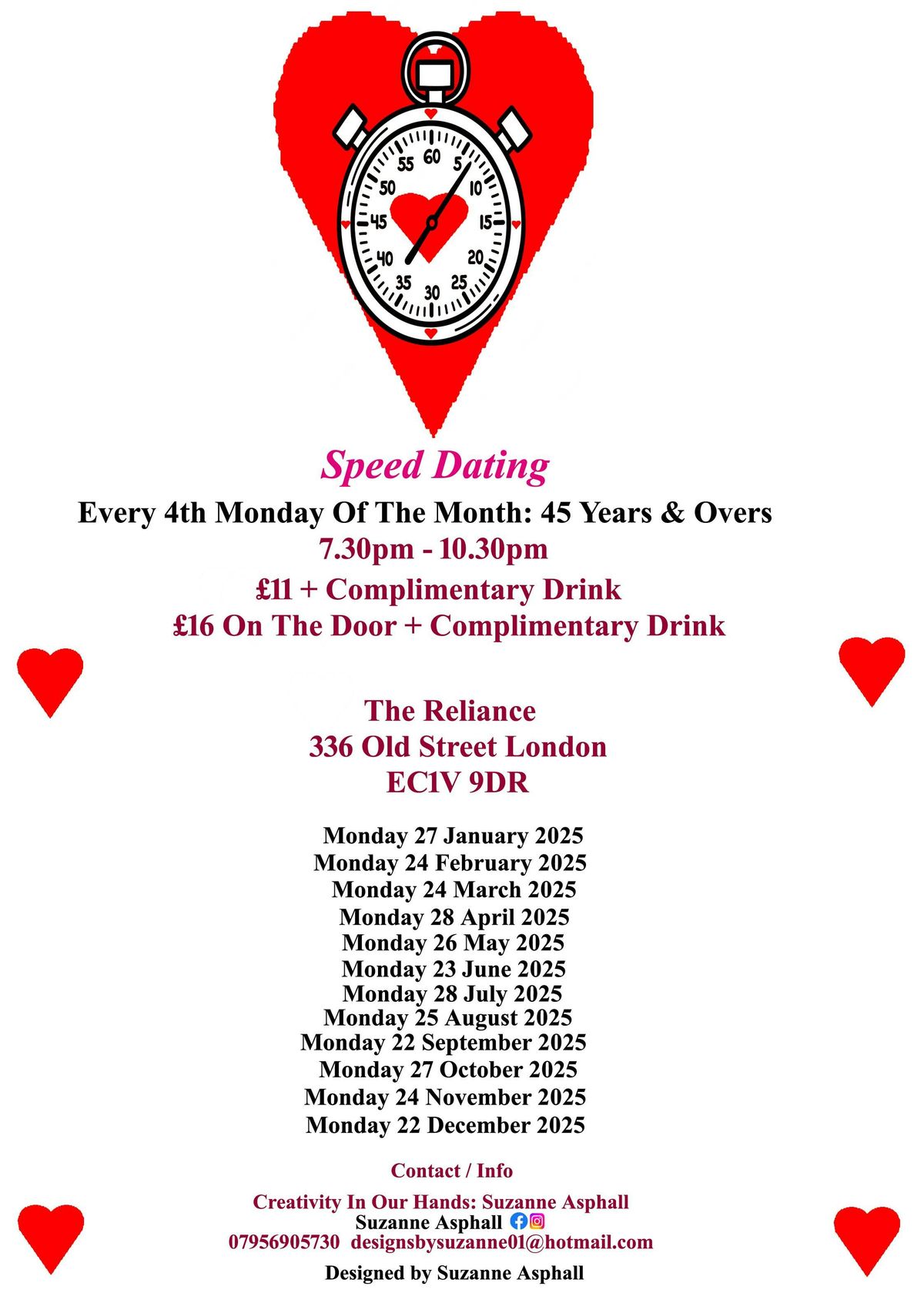 Speed Dating 45 years &amp; Over Mondays