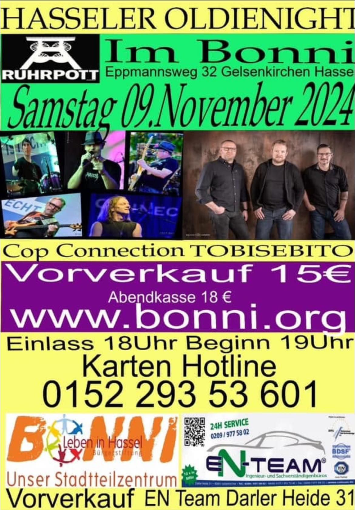 Rock- Oldienacht im Bonni mit COP CONNECTION und TOBISEBITO