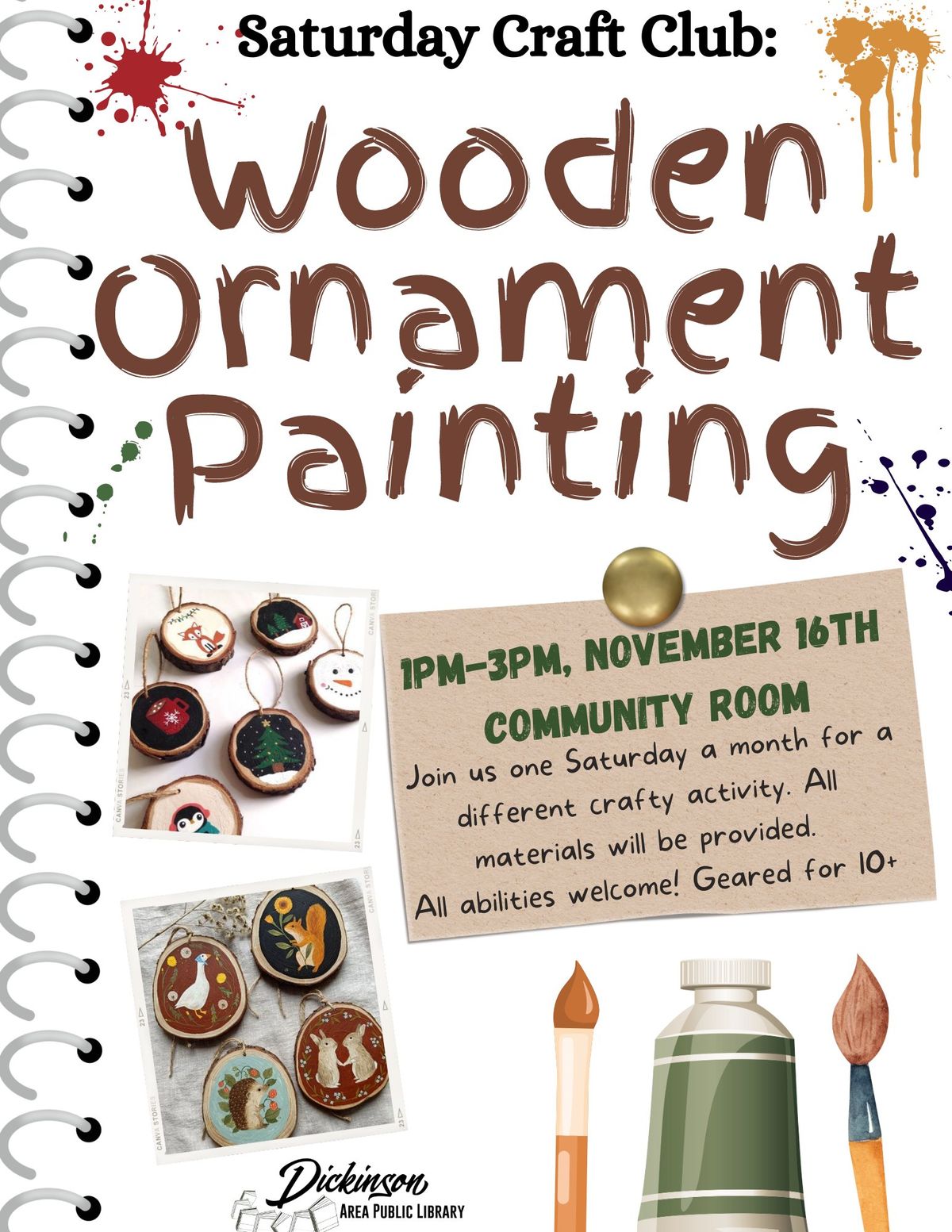 Saturday Craft Club: Wooden Ornament Painting