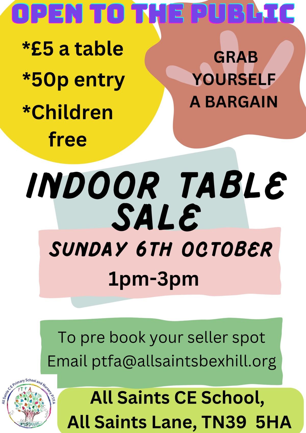 Indoor Table Sale @ All Saints Primary school