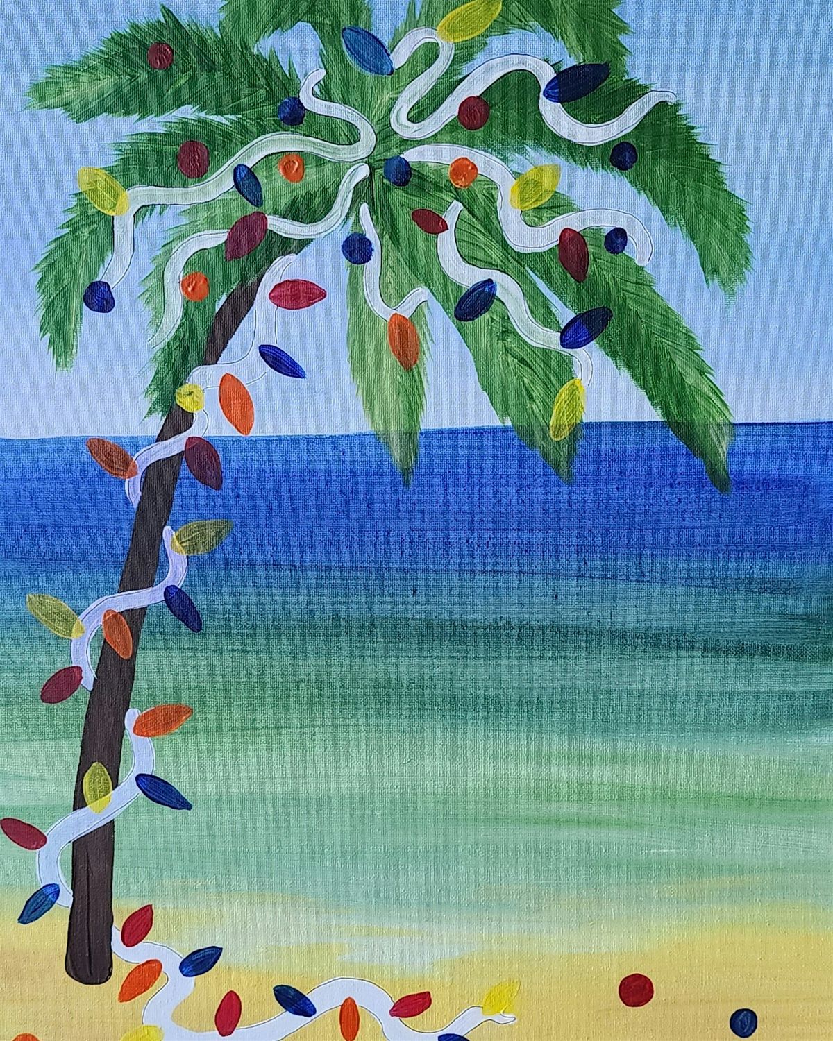 Create the perfect Tropical Christmas at this fun paint and sip painting