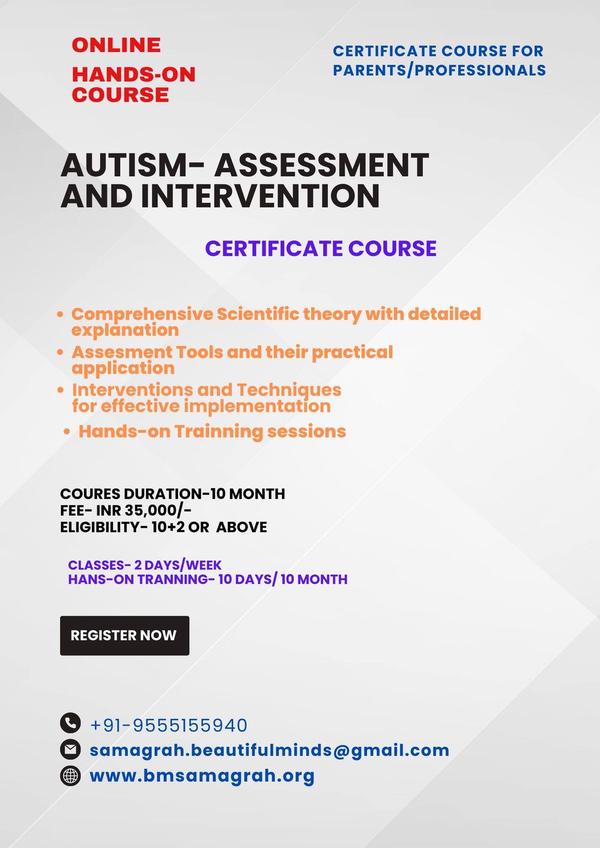 Basic Certificate Course for Autism Awareness