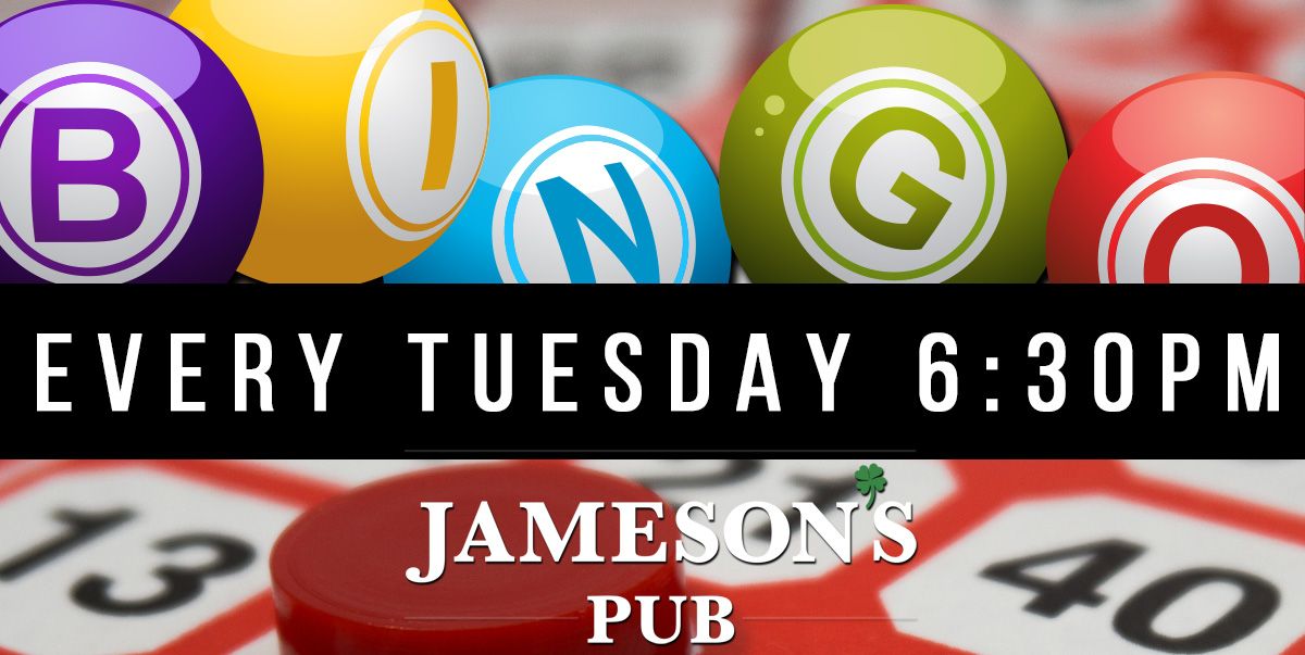 \ud83c\udfb2\ud83d\udcb0\ud83c\udfb1 Bingo Every Tuesday 6:30pm at Jameson's Pub Joliet