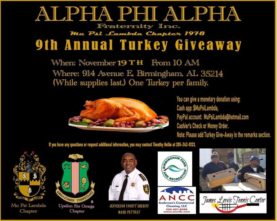 Alpha Phi Alpha Fraternity, Inc.\/ Mu Psi Lambda Chapter 9th Annual Turkey Giveaway