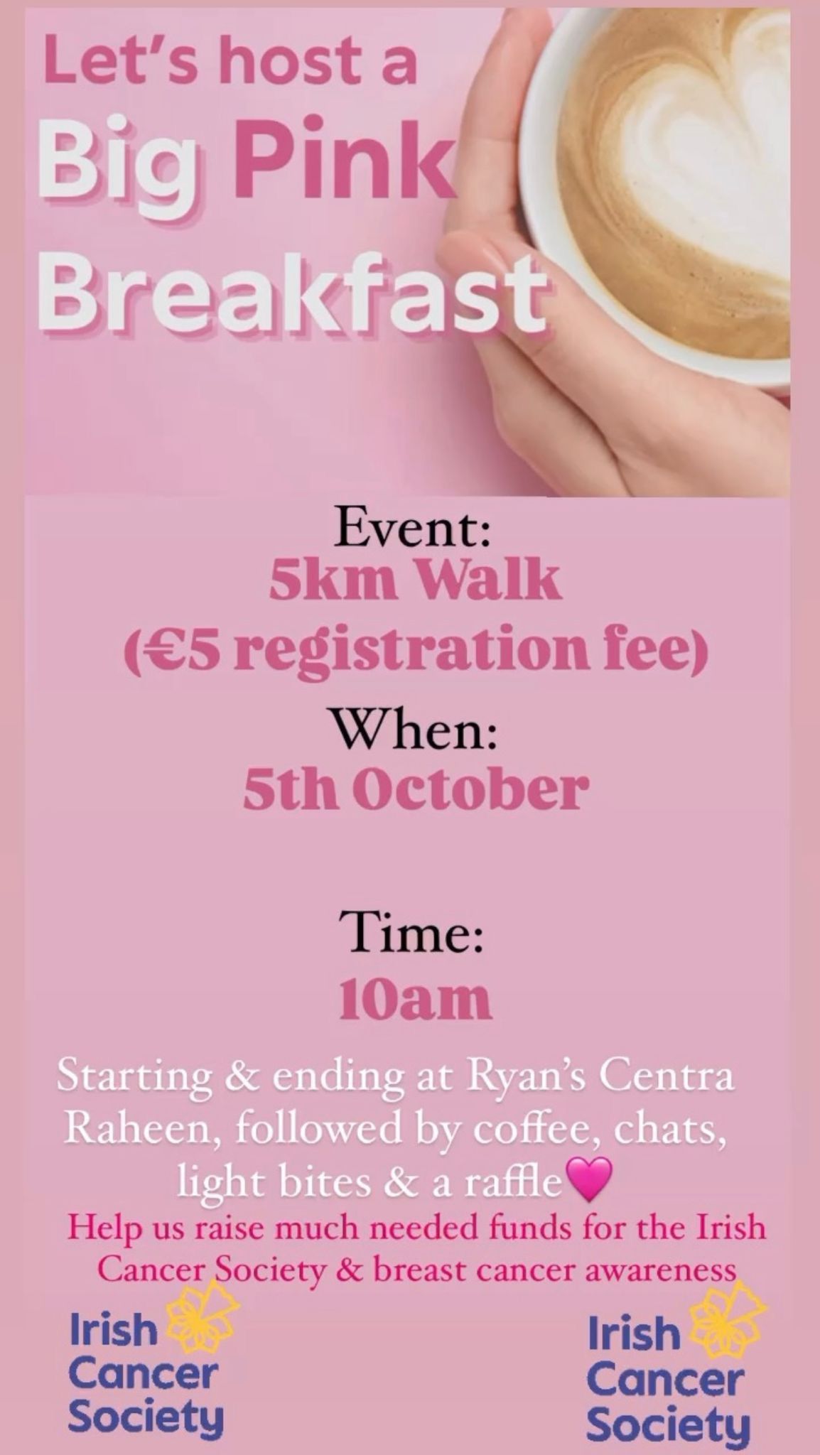 Charity Walk for Irish Cancer Society & Breast Cancer Awareness