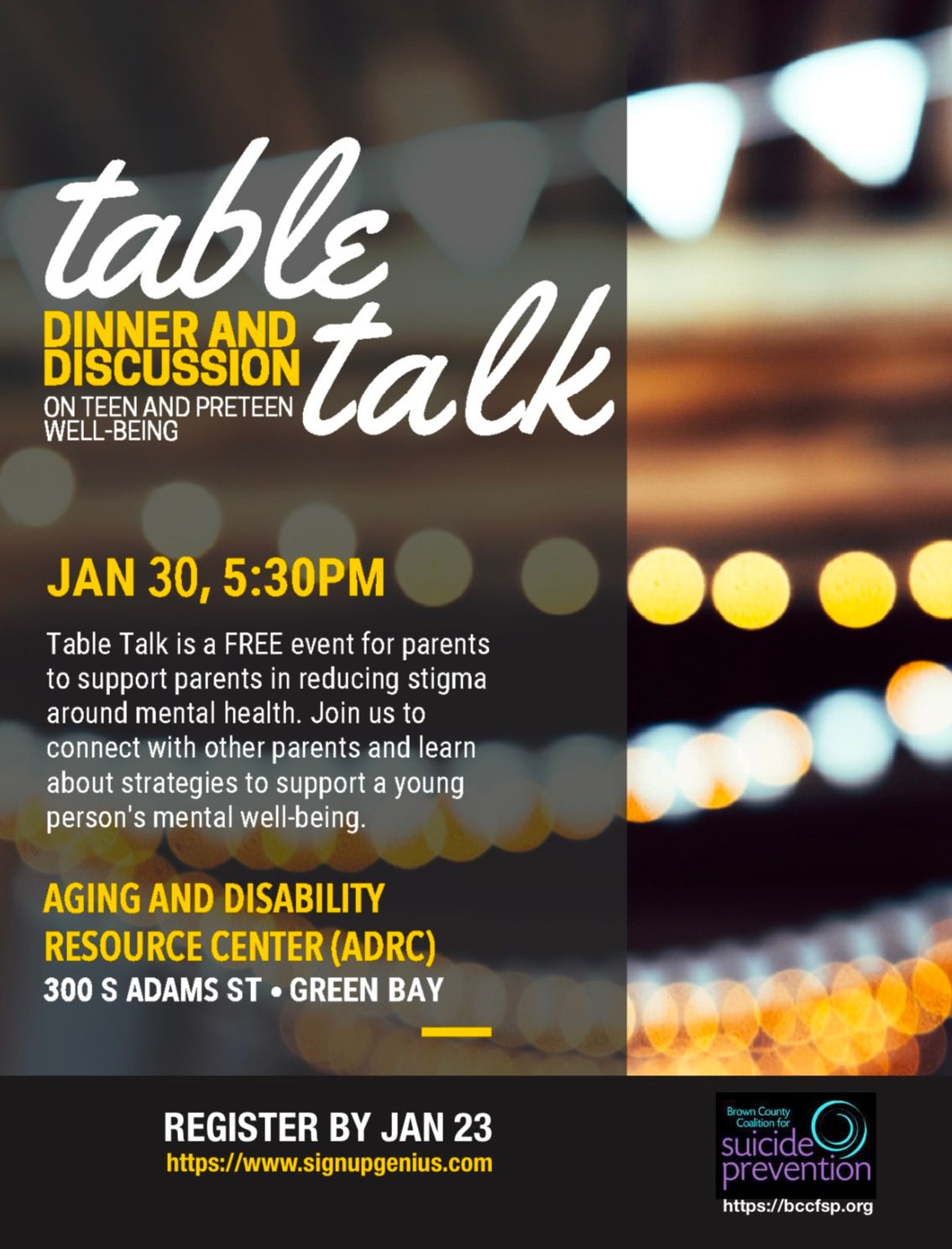 Table Talk Dinner and Discussion on Teen and Preteen Well-Being