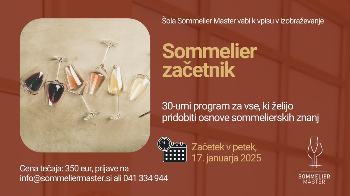 Izobra\u017eevanje Sommelier za\u010detnik 