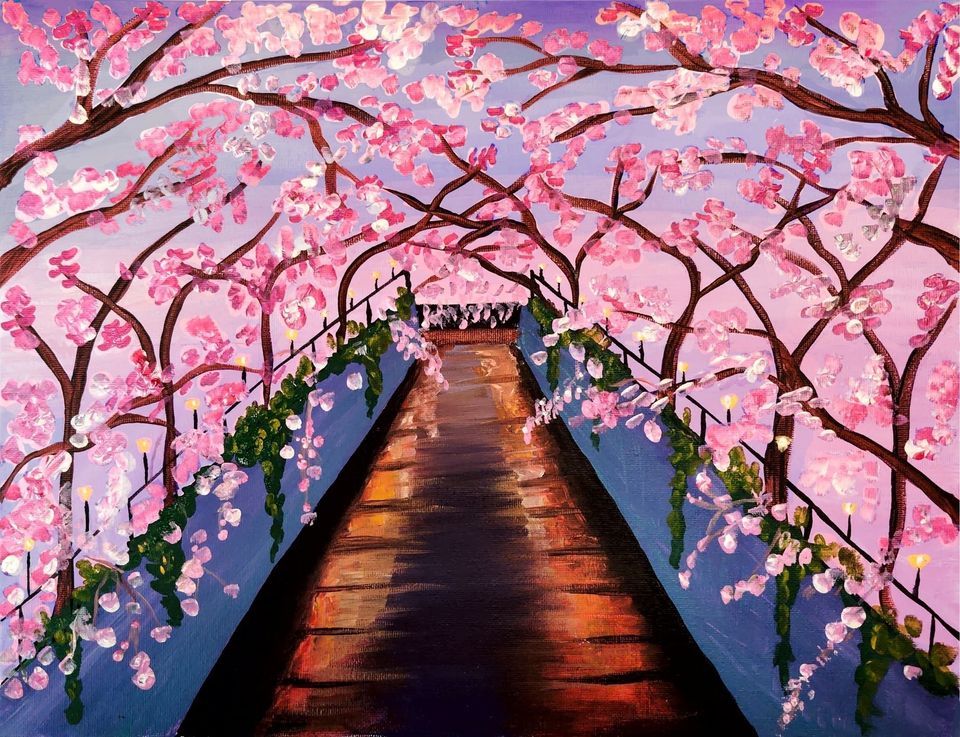 Auckland Paint & Wine Night - Cherry Blossoms