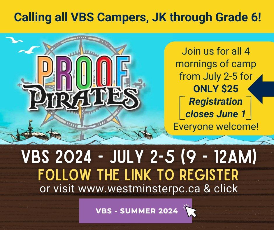 VBS Camp at Westminster - July 2-5 - 9a.m. to Noon daily