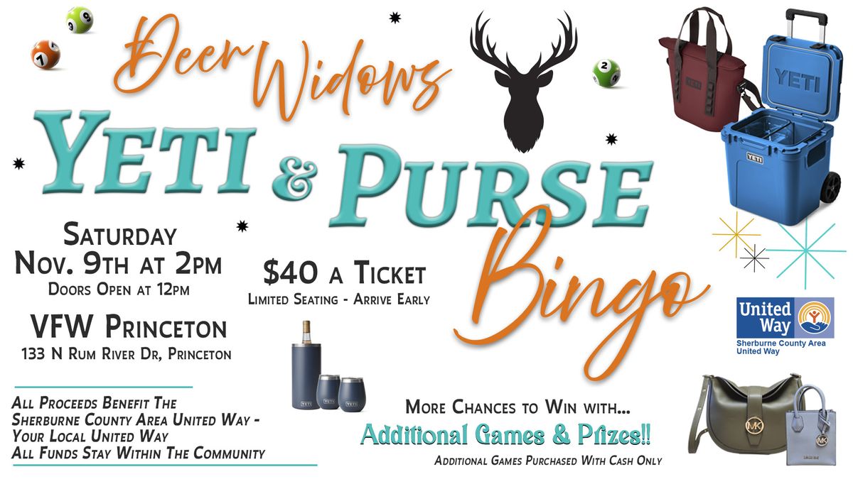 DEER WIDOWS YETI & PURSE BINGO!