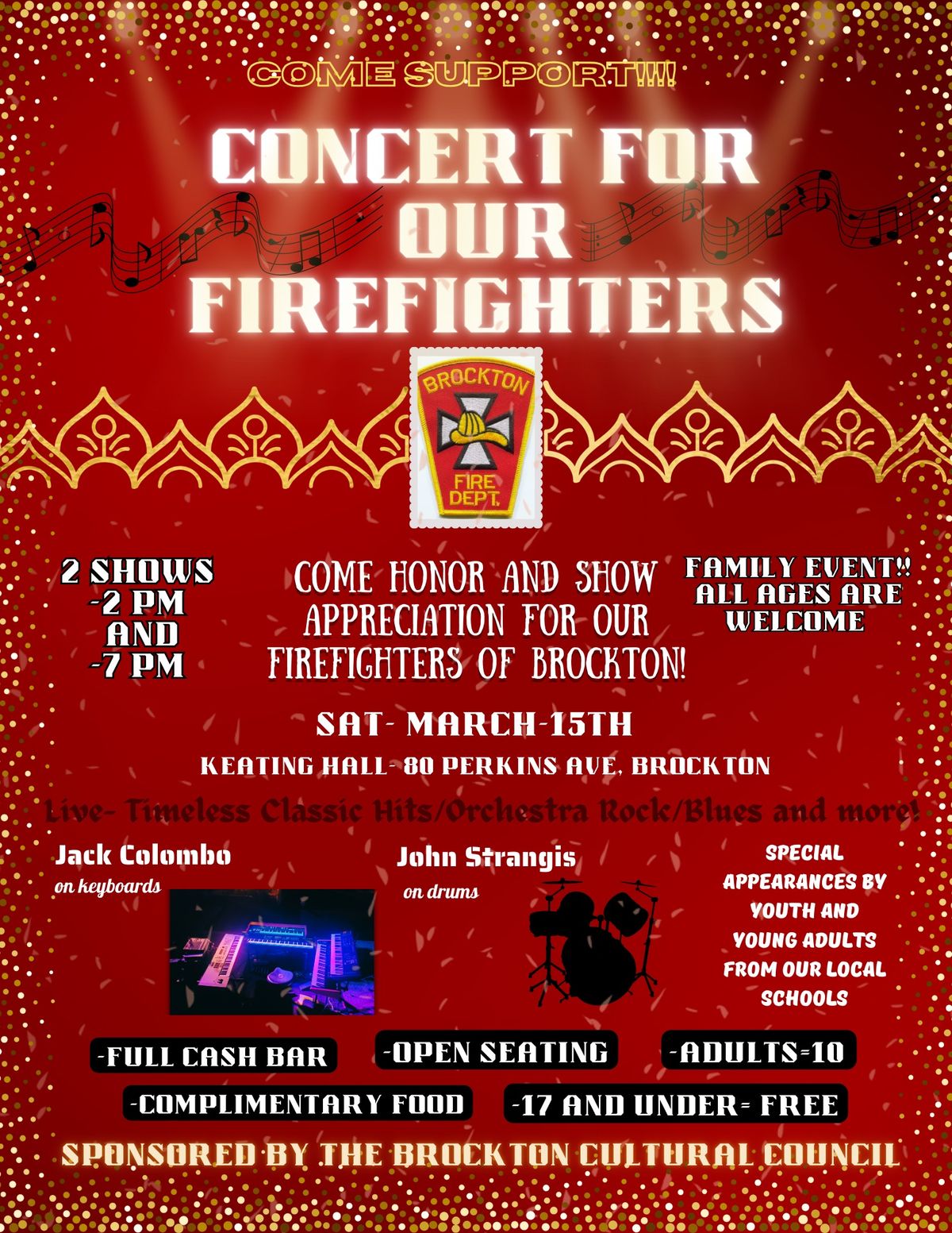 Brockton Concert for our Firefighters. 2pm and 7pm