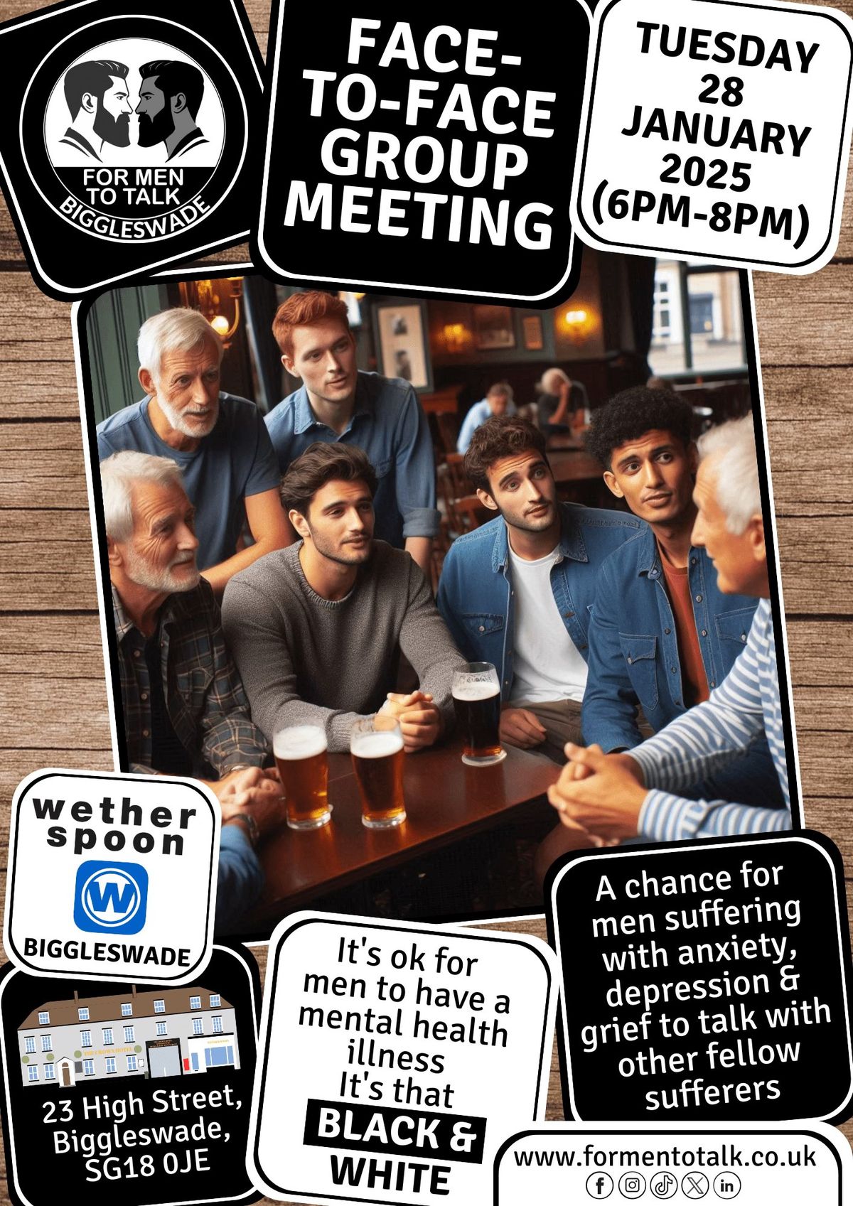 'For Men To Talk' Face-to-Face Group Meeting (Biggleswade)