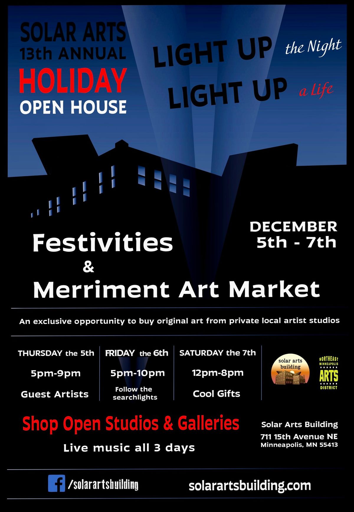 13th Annual Solar Arts \u201cLight Up the Night, Light Up a Life\u201d Holiday Art Show