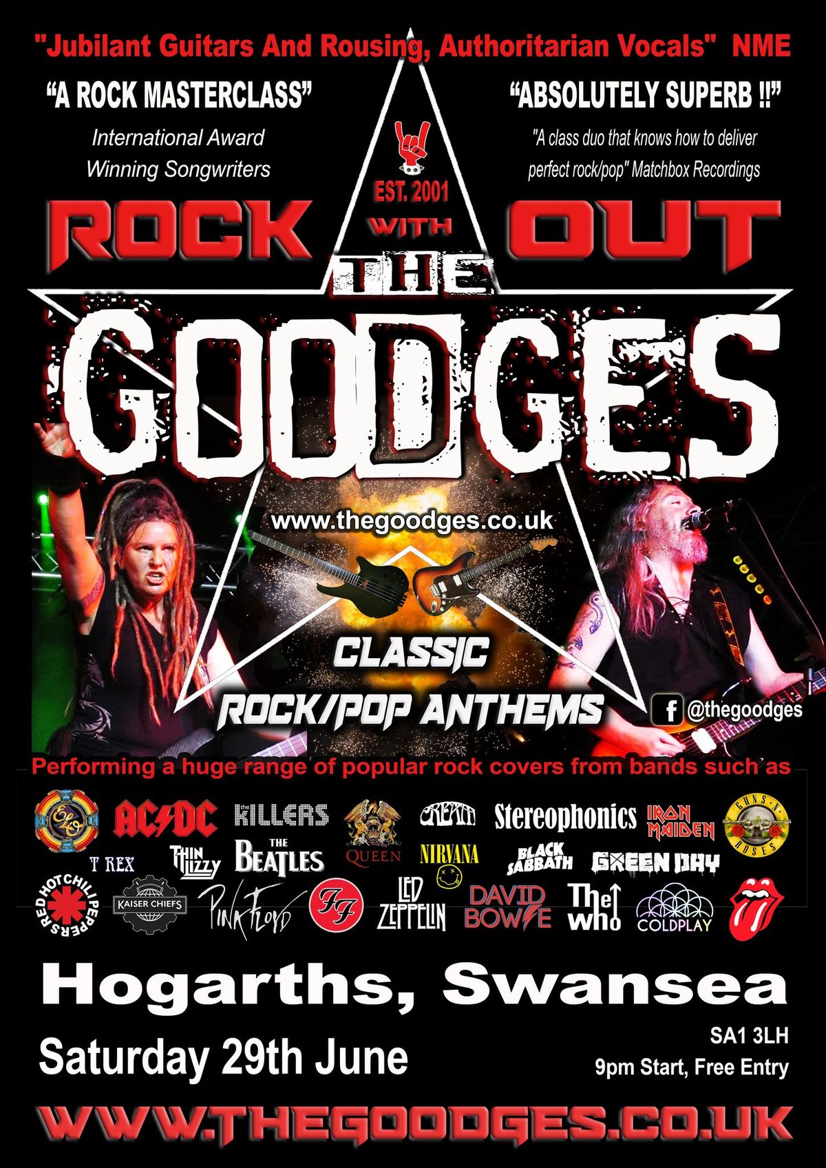 The Goodges Rock Out Live @ Hogarths, Swansea. SA1 3LH. 9pm Start.