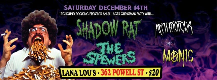 Leghound Booking Xmas party with Shadow Rat\/The Spewers\/Anthropada\/MaNic