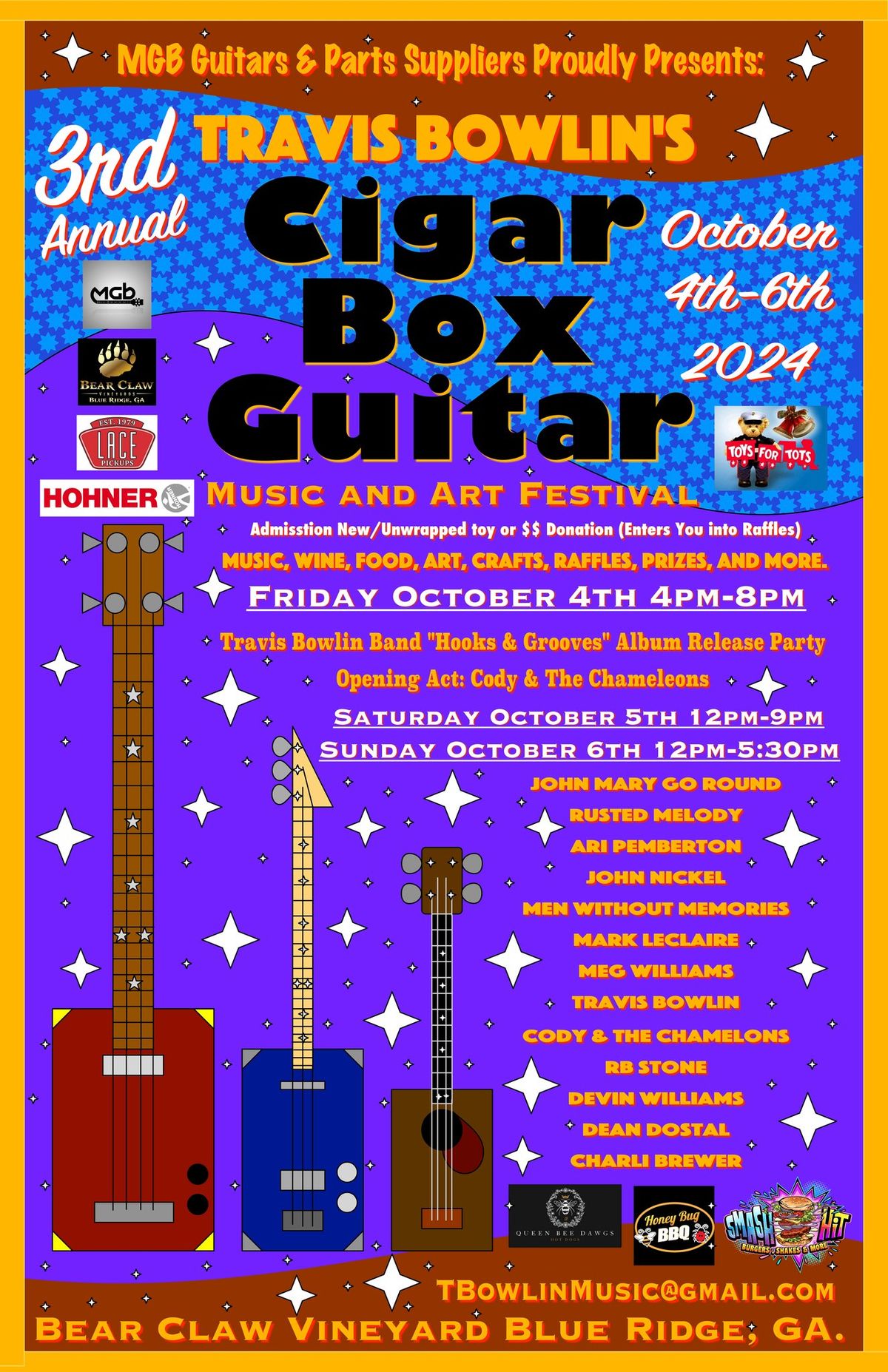 3rd Annual Travis Bowlin's Box Guitar Music & Art Festival