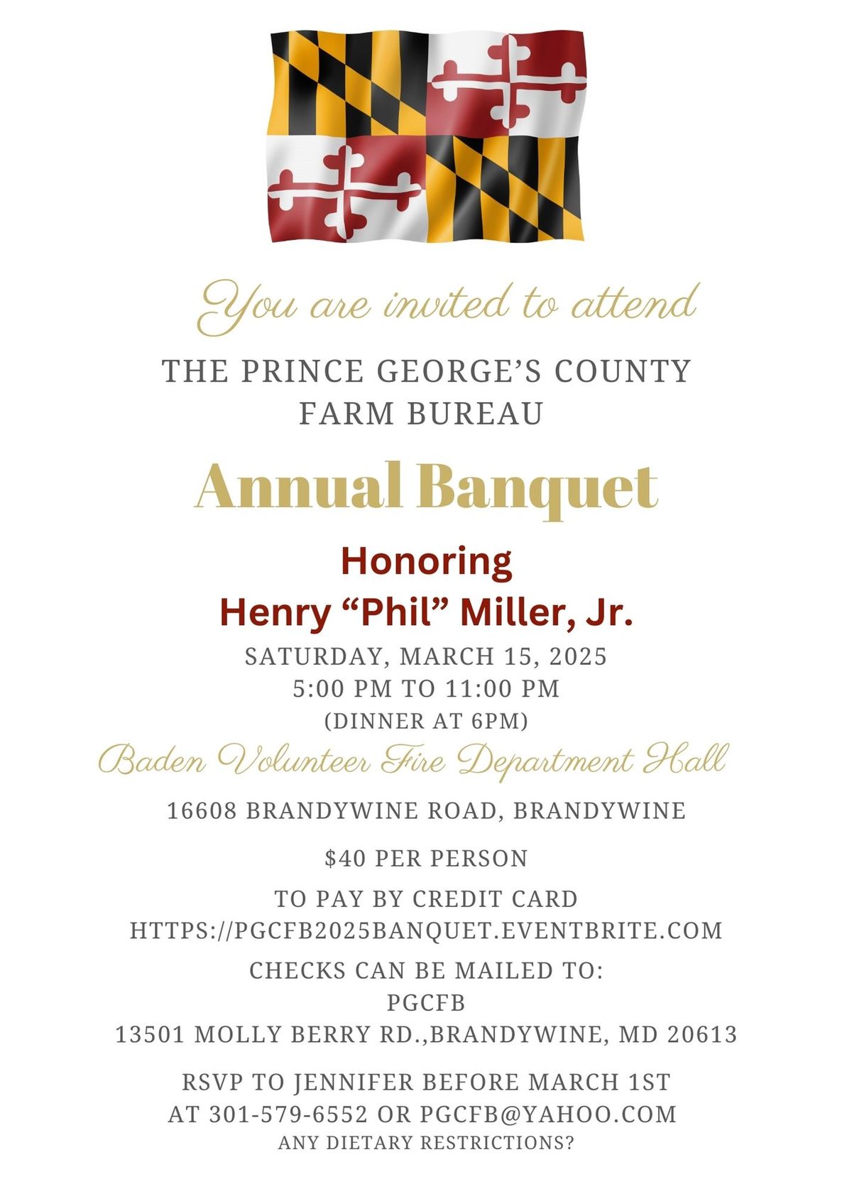 Annual Banquet honoring Henry "Phil" Miller, Jr.