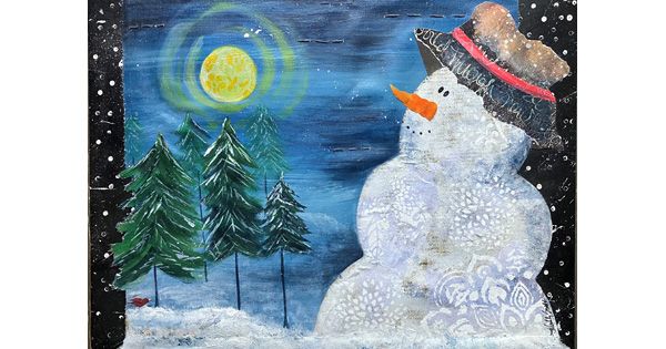 Mixed Media Collage: Snowman Workshop