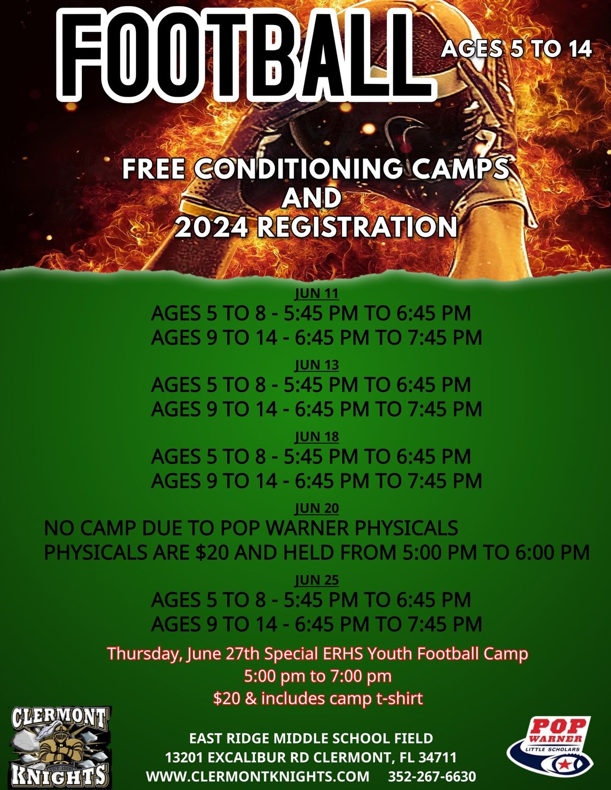 Football Conditioning Camp Ages 9 to 14