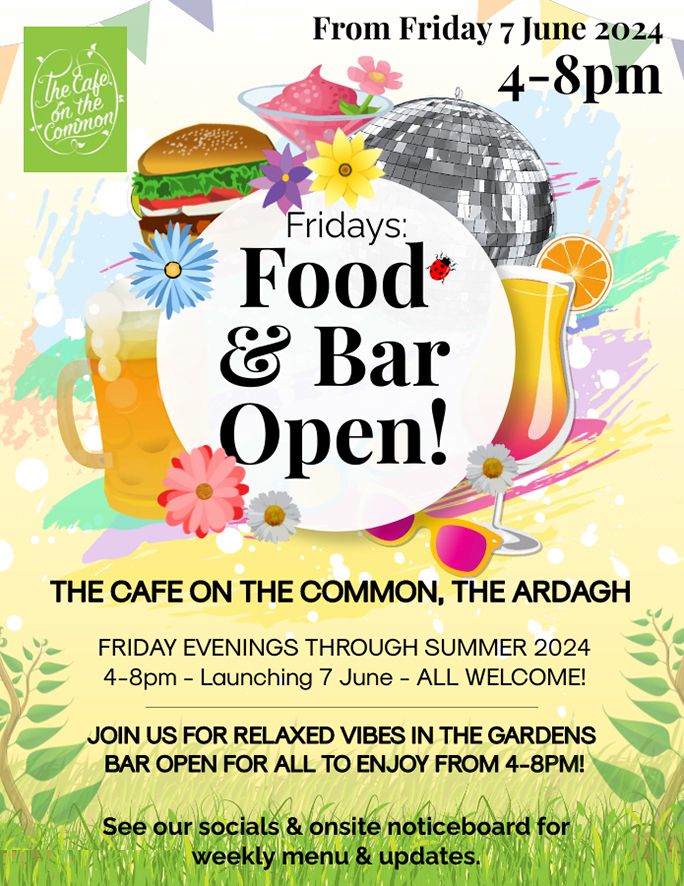 Summer 2024: Food & Bar Fridays 4-8pm at the Cafe on the Common! 