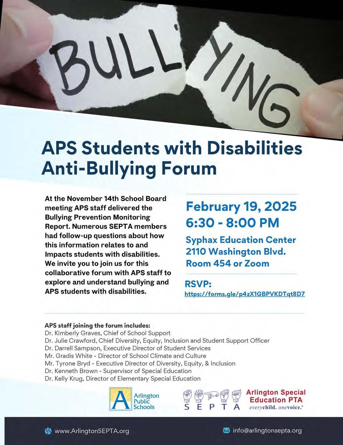 APS Students with Disabilities Anti-Bullying Forum