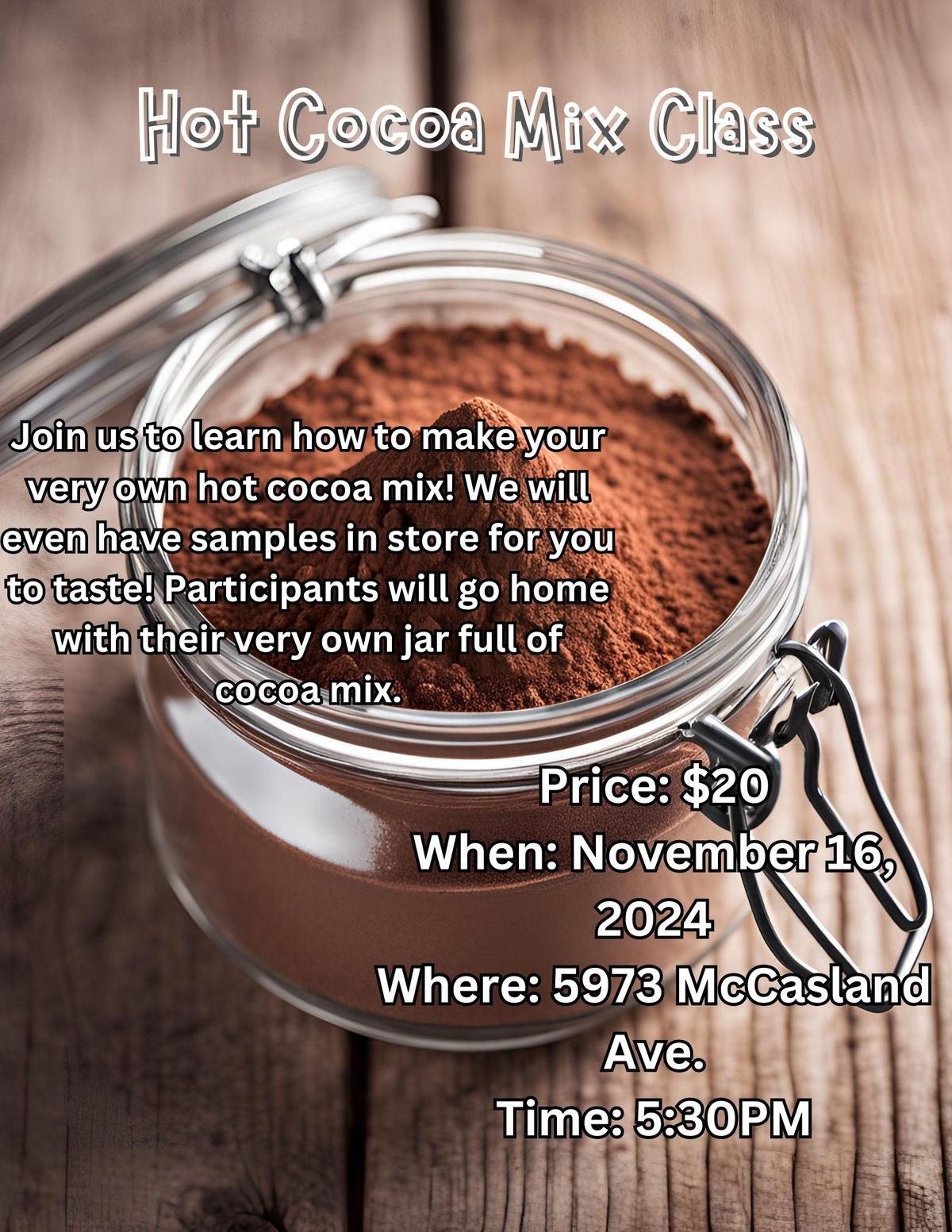 Hot Cocoa Mix Class